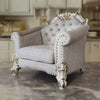 Antoine Accent Chair, 2 Pillows, Tufted Ivory, Antique Pearl White