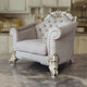 Antoine Accent Chair, 2 Pillows, Tufted Ivory, Antique Pearl White