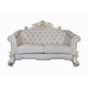Antoine Loveseat 4 Pillows Ivory Fabric Antique Pearl Wood 66’’ BM324371