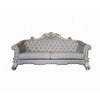 Antoine Sofa 6 Pillows Tufted Ivory Fabric Pearl White Wood 89’’ BM324372