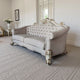 Antoine Sofa, 6 Pillows, Tufted Ivory Fabric, Pearl White Wood, 89"