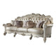 Antoine Oversized Sofa Champagne Faux Leather Pearl White Wood 113’’ BM324374