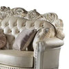 Antoine Oversized Sofa Champagne Faux Leather Pearl White Wood 113’’ BM324374