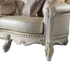 Antoine Oversized Sofa Champagne Faux Leather Pearl White Wood 113’’ BM324374