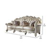 Antoine Oversized Sofa Champagne Faux Leather Pearl White Wood 113’’ BM324374