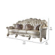 Antoine Oversized Sofa Champagne Faux Leather Pearl White Wood 113’’ BM324374