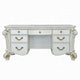 Antoine Vanity Desk, 7 Drawers, Antique Silver Wood, Gold Metal, 65"