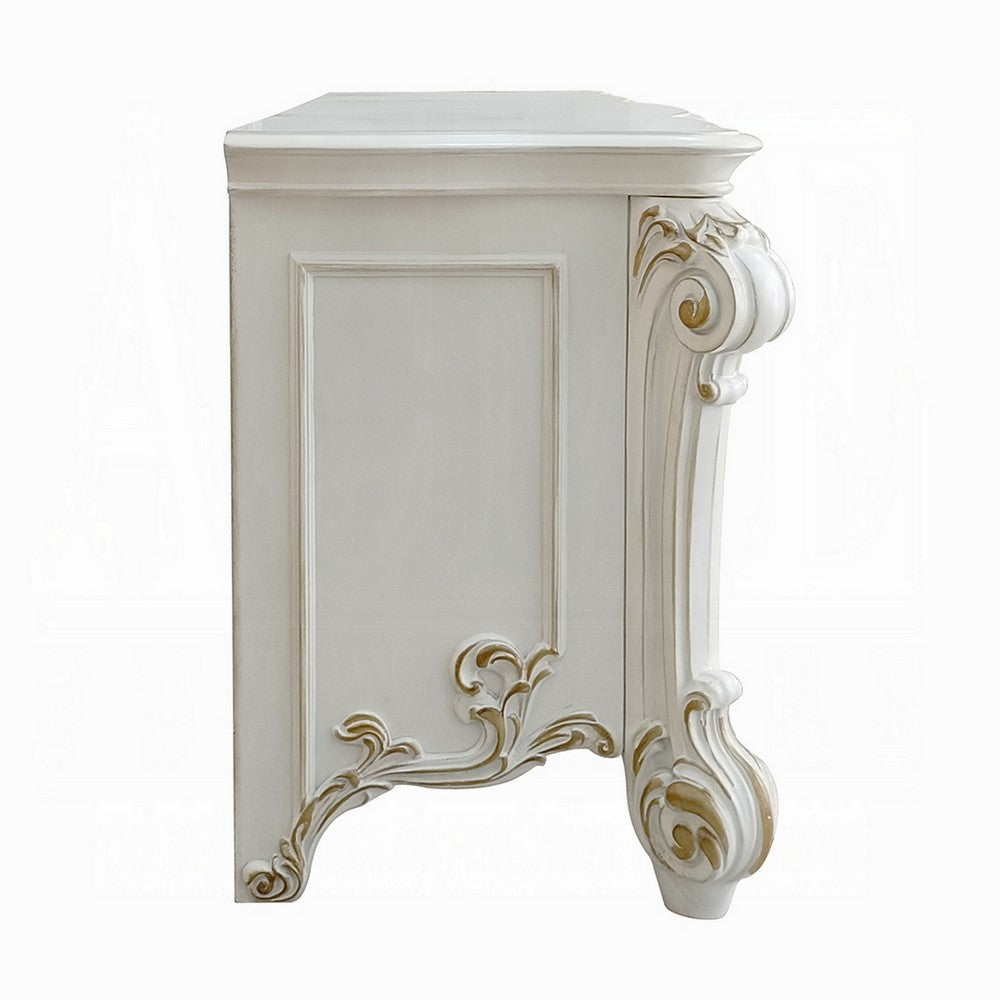 Antoine Vanity Desk 7 Drawers Antique Silver Wood Gold Metal 65’’ BM324376