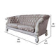 Kai Sofa 7 Pillows Tufted Ivory Fabric Scrolled White Wood 99’’ BM324379