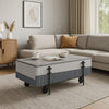 Mindy Coffee Table with Lift Top, 3 Compartment Shelves White Gray 47"