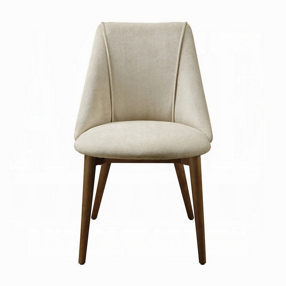 Iliana Side Dining Chair Set of 2 Beige Fabric and Tapered Brown Legs BM324381