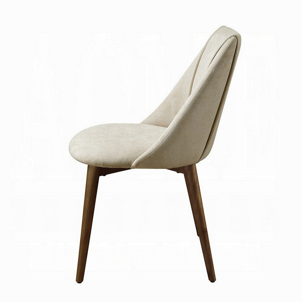 Iliana Side Dining Chair Set of 2 Beige Fabric and Tapered Brown Legs BM324381