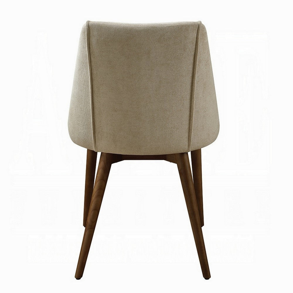 Iliana Side Dining Chair Set of 2 Beige Fabric and Tapered Brown Legs BM324381
