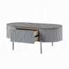 Doug Coffee Table Gray High Gloss Chrome Metal and Gray Wood 47’’ BM324382