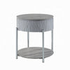 Doug Side End Table 22’’ Gray High Gloss Wood Chrome Metal Finish BM324383