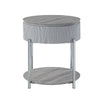 Doug Side End Table 22’’ Gray High Gloss Wood Chrome Metal Finish BM324383