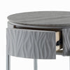 Doug Side End Table 22’’ Gray High Gloss Wood Chrome Metal Finish BM324383