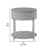 Doug Side End Table 22’’ Gray High Gloss Wood Chrome Metal Finish BM324383