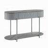 Doug Sofa Table, Drawers, Gray High Gloss Wood, Chrome Metal, 47"