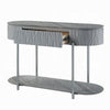 Doug Sofa Table Drawers Gray High Gloss Wood Chrome Metal 47’’ BM324384