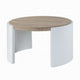 Romani Coffee Table, White High Gloss Wood, 33" Round Brown Tabletop