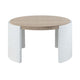 Romani Coffee Table White High Gloss Wood 33’’ Round Brown Tabletop BM324385
