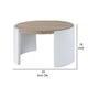 Romani Coffee Table White High Gloss Wood 33’’ Round Brown Tabletop BM324385
