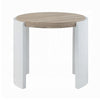 Romani Side End Table White High Gloss Wood Brown Top Oval 26’’ BM324386
