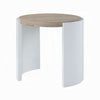 Romani Side End Table White High Gloss Wood Brown Top Oval 26’’ BM324386
