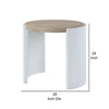 Romani Side End Table White High Gloss Wood Brown Top Oval 26’’ BM324386