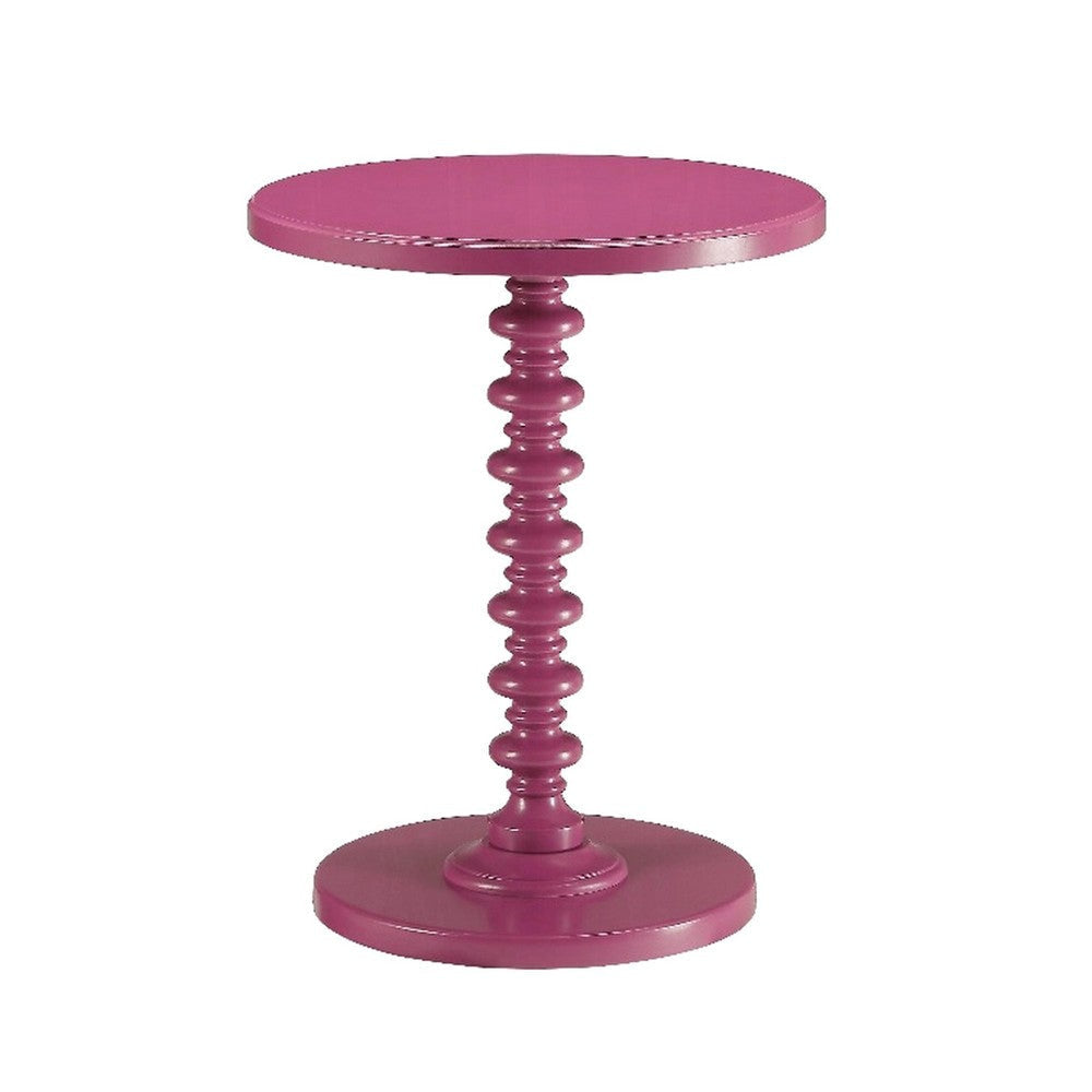 Toni Round Accent Table with Turned Pedestal Base 22’’ Purple Wood BM324388