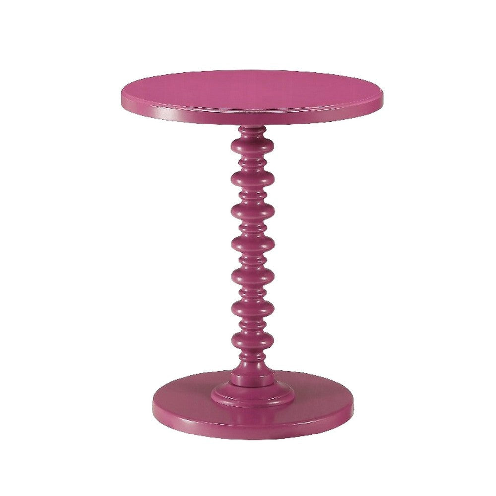 Toni Round Accent Table with Turned Pedestal Base 22’’ Purple Wood BM324388