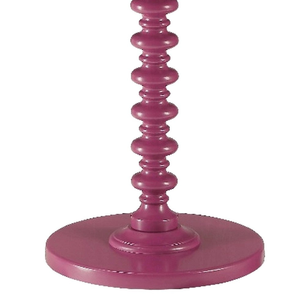 Toni Round Accent Table with Turned Pedestal Base 22’’ Purple Wood BM324388