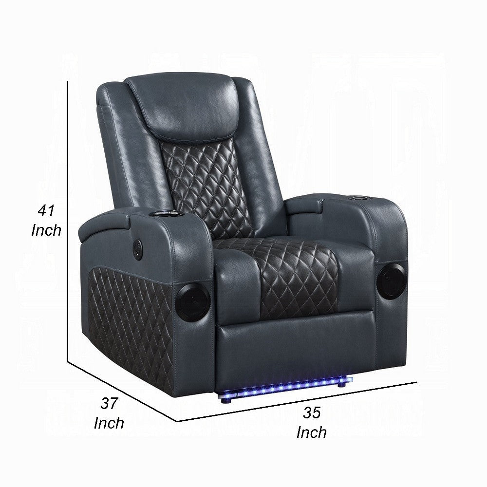 Liza Power Motion Recliner Chair Bluetooth Gray Black Faux Leather BM324390
