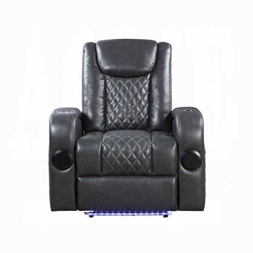 Liza Power Motion Recliner Chair Bluetooth USB Gray Faux Leather BM324391