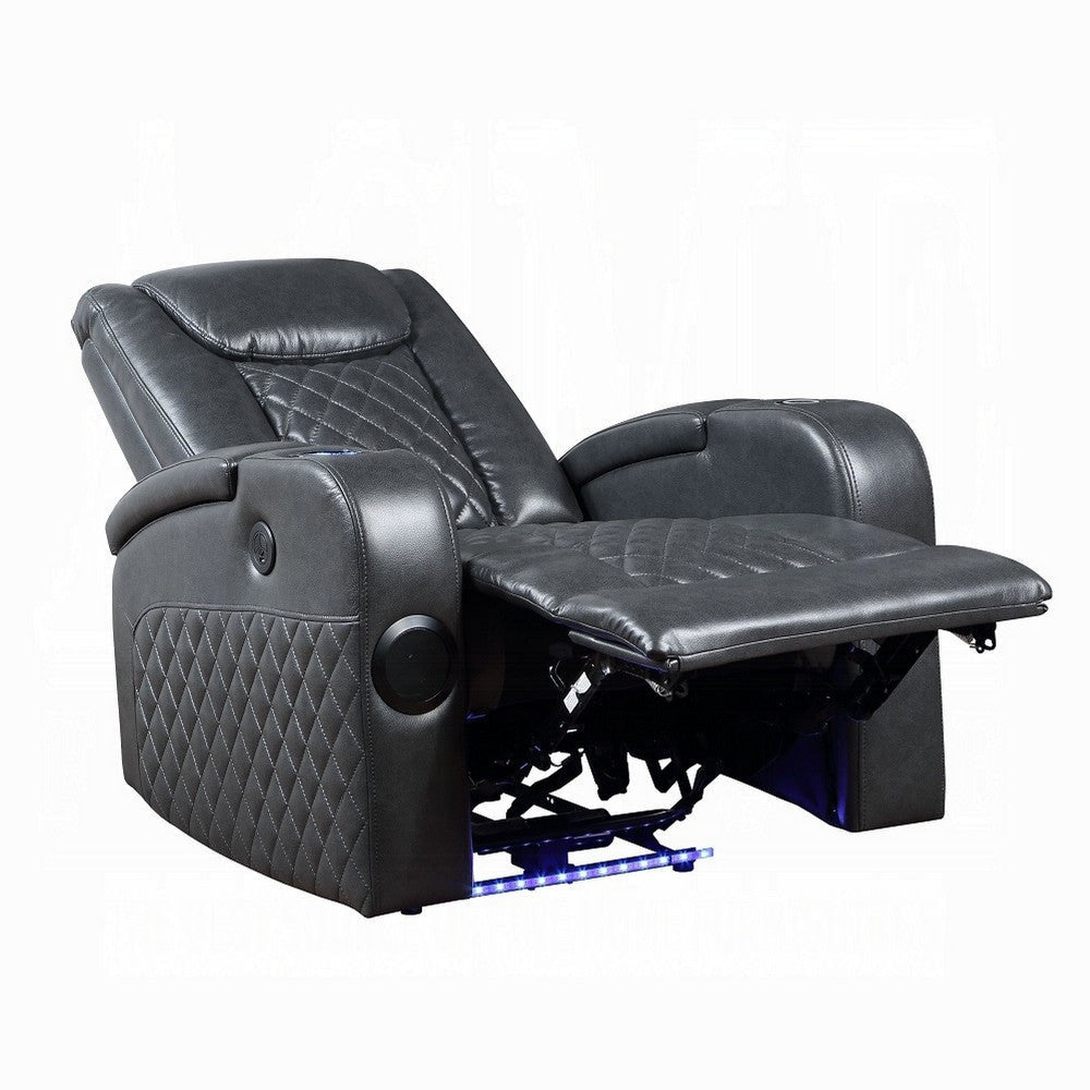 Liza Power Motion Recliner Chair Bluetooth USB Gray Faux Leather BM324391