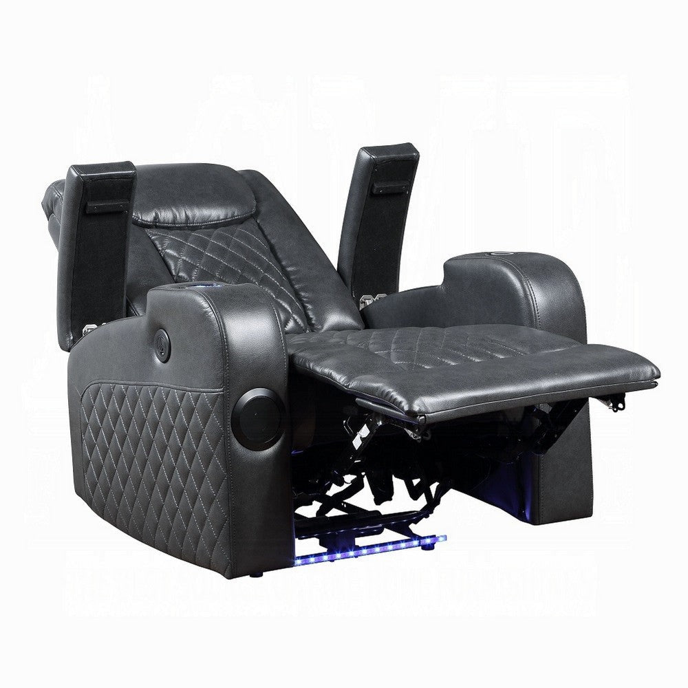 Liza Power Motion Recliner Chair Bluetooth USB Gray Faux Leather BM324391