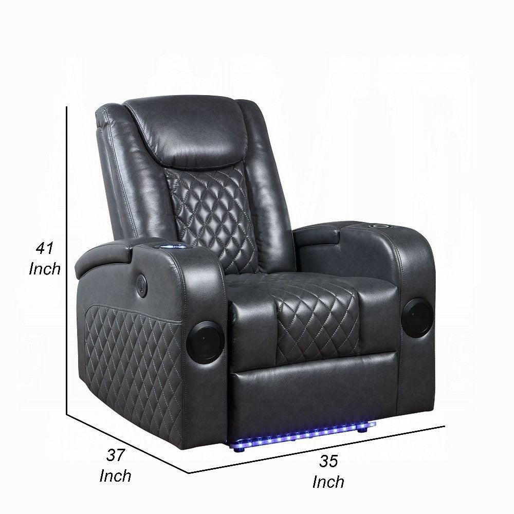 Liza Power Motion Recliner Chair Bluetooth USB Gray Faux Leather BM324391