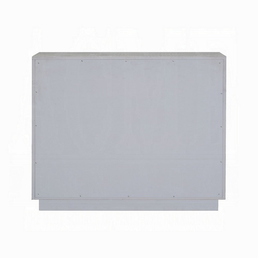 44’’ Wide Nightstand Dresser with Faux Crocodile Skin Silver Wood BM324392