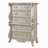 Bowe Tall Dresser Chest 5 Drawer Scrolled Champagne Gold Wood Finish BM324394