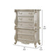 Bowe Tall Dresser Chest 5 Drawer Scrolled Champagne Gold Wood Finish BM324394