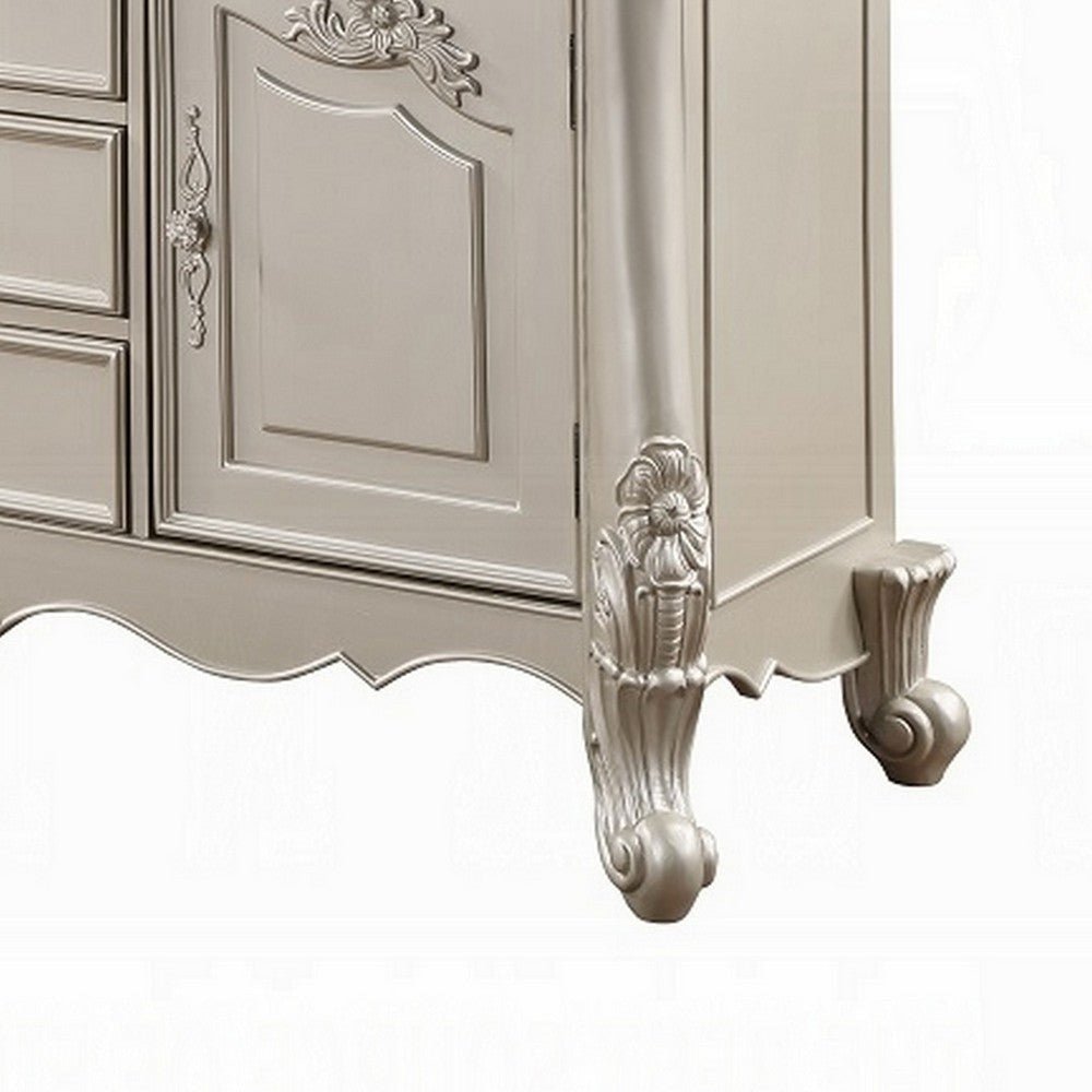 Bowe Wide Dresser Chest 6 Drawers 2 Doors Champagne Gold Wood Finish BM324395