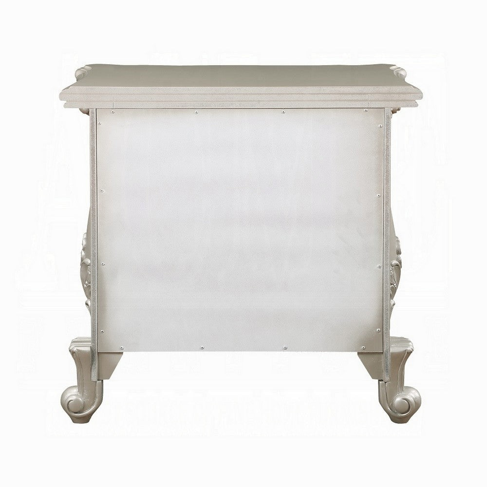 Bowe Nightstand 2 Drawers Scrolled Accent 32’’ Champagne Gold Wood BM324396