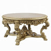 Rexx Dining Table, Ornate Rococo Inspired Carvings, Round 64" Gold