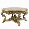 Rexx Dining Table Ornate Rococo Inspired Carvings Round 64’’ Gold BM324400