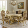 Rexx Dining Table, Ornate Rococo Inspired Carvings, Round 64" Gold