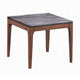 Evis Side End Table 24’’ Square Gray Faux Stone Top Walnut Brown Wood BM324404