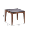 Evis Side End Table 24’’ Square Gray Faux Stone Top Walnut Brown Wood BM324404