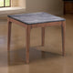 Evis Side End Table, 24" Square Gray Faux Stone Top, Walnut Brown Wood
