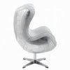 Bran Accent Chair with Swivel Riveted Metal White Top Grain Leather BM324408